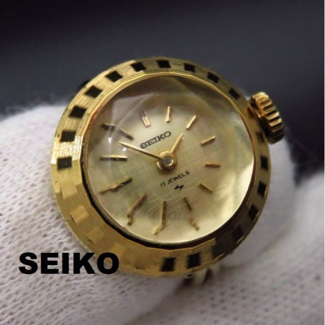 SEIKO 手巻きリングウォッチ 指輪時計 カットガラス ヴィンテージ - 腕時計