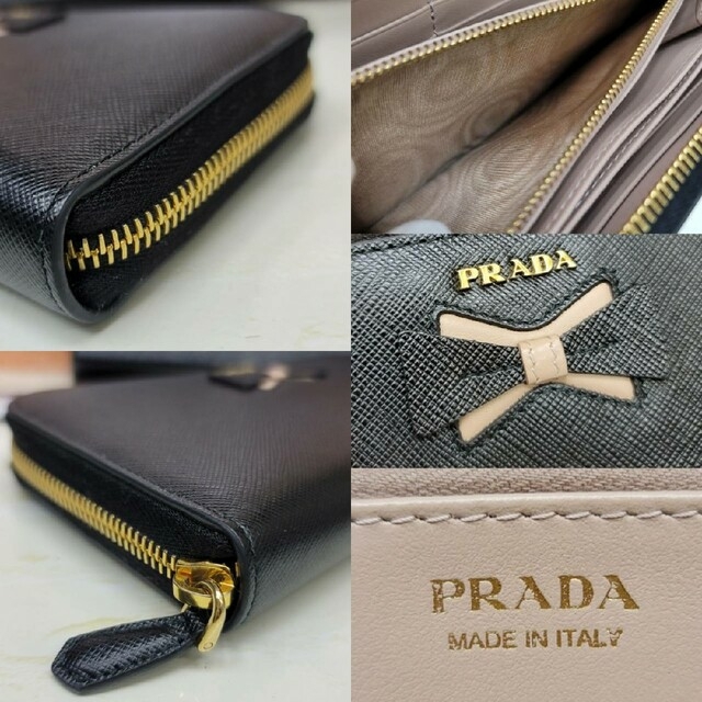 ほぼ未使用PRADA☆鑑定済☆サフィアーノ リボン 1ML506 プラダ財布