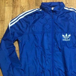 アディダス(adidas)の80s adidas ナイロン ジャケット 青 M〜Lサイズ トレフォイル(ナイロンジャケット)