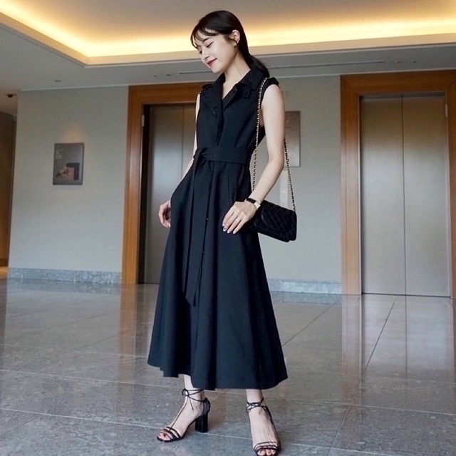 L'Or Sleeveless Coat Dress ブラックの通販 by なあみ's shop|ラクマ