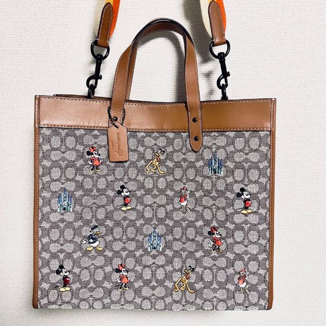 希少カラー美品✨ シグネチャー COACH レザーxウール トートバッグ