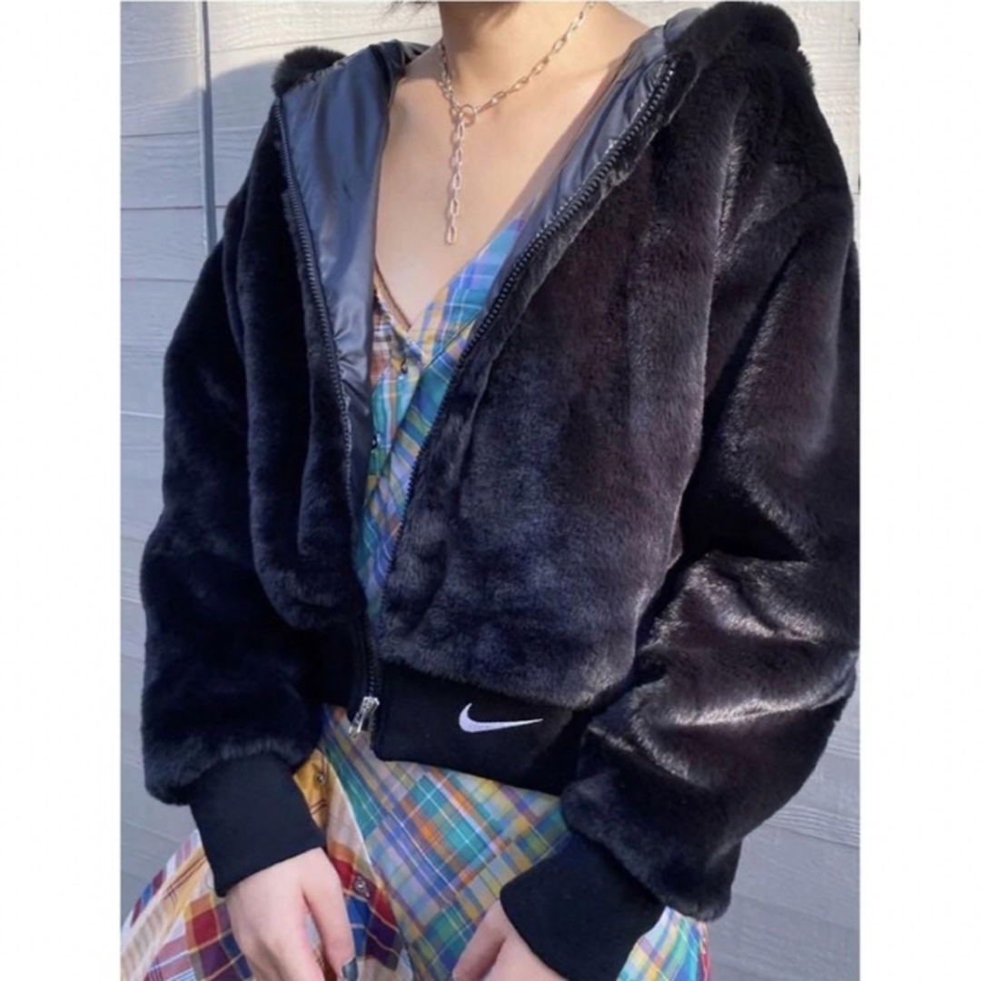 希少 2XL NIKE フェイクファー ジャケット ブルゾン 黒