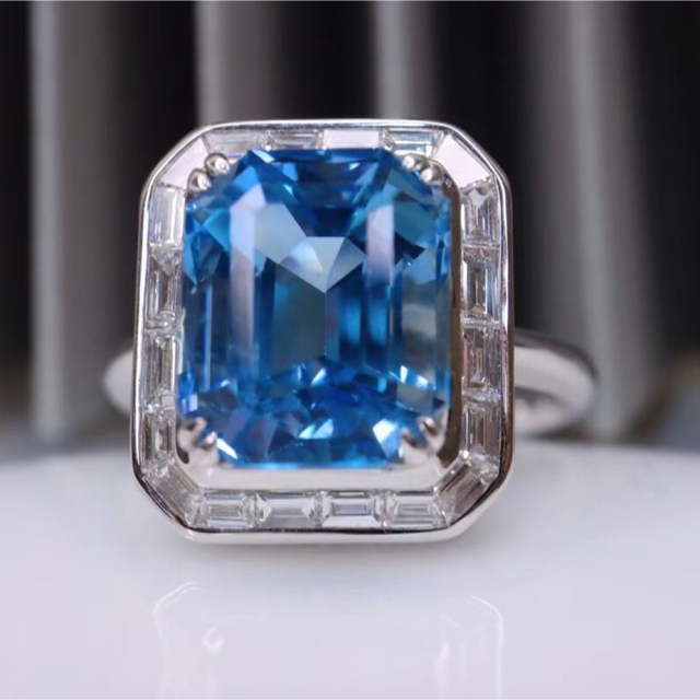 ピアス天然アクアマリン ダイヤ  リング3.8ct k18 ¥