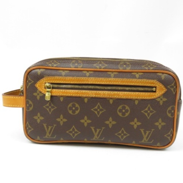 低価格で大人気の LOUIS VUITTON 綺麗 LOUIS VUITTON ルイヴィトン クラッチバッグ Wジップ SPO SPオーダー  スペシャルオーダー モノグラム セカンドバッグ PVC/ヌメ革 ブラウン メンズ【中古】 セカンドバッグ+クラッチバッグ 