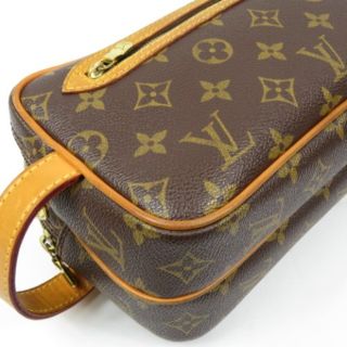 綺麗 LOUIS VUITTON ルイヴィトン クラッチバッグ　Wジップ　SPO　SPオーダー　スペシャルオーダー モノグラム セカンドバッグ PVC/ヌメ革 ブラウン メンズ