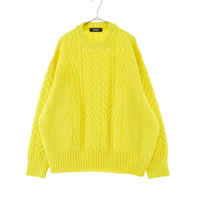 660センチ肩幅UNDERCOVER アンダーカバー 22AW NEON CABLE KNIT UC2B4901-2 ネオンカラー ケーブルニットセーター イエロー