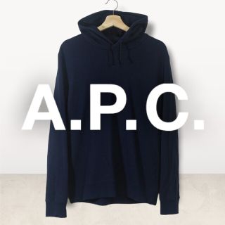 【人気デザイン】A.P.C. ワンポイントロゴ スウェット パーカー M 紺