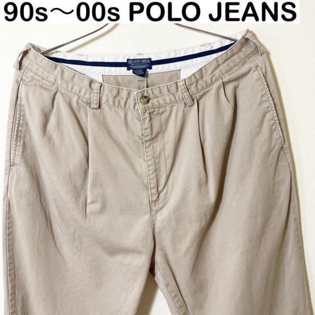 POLO RALPH LAUREN(ポロラルフローレン)の90s〜00s POLO JEANS チノパン　2タック　古着　ヴィンテージL  メンズのパンツ(チノパン)の商品写真