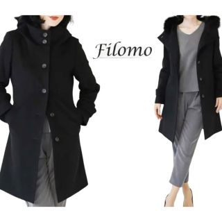 フィローモ(Filomo)のFilomo 未使用 カシミヤ混 フォックス ブラック ロングコート 2way (ロングコート)