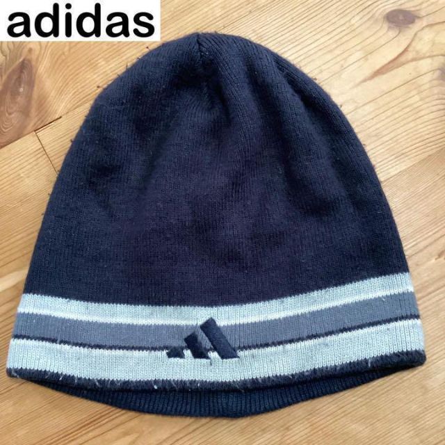 adidas(アディダス)のadidas アディダス　ニット帽　キャップ　ビーニー　古着　ヴィンテージアディ メンズの帽子(ニット帽/ビーニー)の商品写真