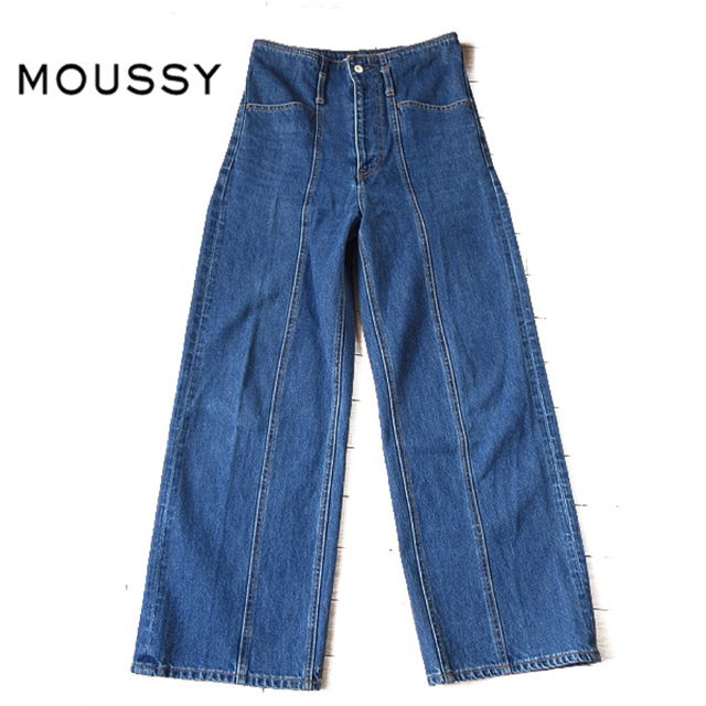 moussy(マウジー)の美品 M位 MOUSSY マウジー ハイウエスト ワイドデニム レディースのパンツ(デニム/ジーンズ)の商品写真