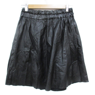 デレクラム(DEREK LAM)のデレクラム フェイクレザースカート フレアスカート ひざ丈 S 黒 /FF46(ひざ丈スカート)