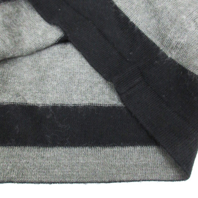 COMME CA ISM(コムサイズム)のコムサイズム ニット セーター 長袖 ボーダー柄 L グレー 黒 /FF46 レディースのトップス(ニット/セーター)の商品写真