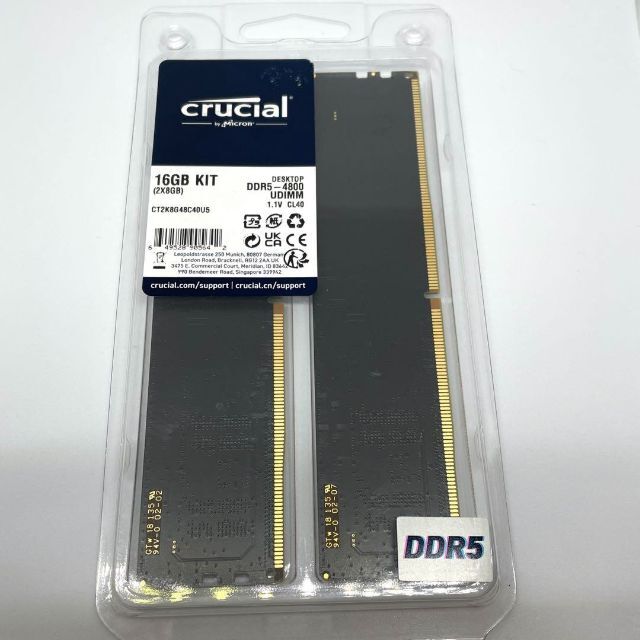 Crucial DDR5-4800 8GBX2枚 デスクトップ用メモリ