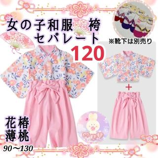 新品 七五三 発表会 着物 袴セパレート 120 薄ピンク 椿 女の子 和服a(和服/着物)