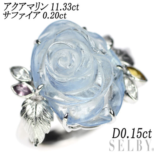 代引き人気 K18WG バラ 薔薇 D0.15ct S0.20ct 11.33ct リング ダイヤモンド サファイア アクアマリン リング(指輪) 代引き人気 K18WG バラ 薔薇 D0.15ct S0.20ct 11.33ct リング ダイヤモンド サファイア アクアマリン リング(指輪)