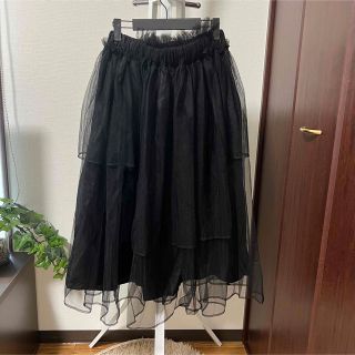 コムデギャルソン(COMME des GARCONS)のコム デ ギャルソン スカート チュール ブラック ロング 新品 未使用(ロングスカート)