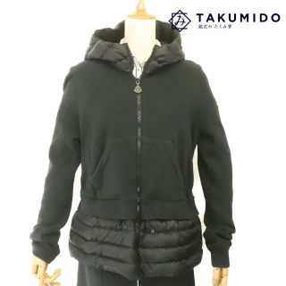 モンクレール(MONCLER)のモンクレール パーカー MAGLIA CARDIGAN サイズXL 中古 ブラック フード付き MONCLER 【中古】| ファッション レディース 黒色 ブランド ロゴワッペン 女性 ABランク(パーカー)