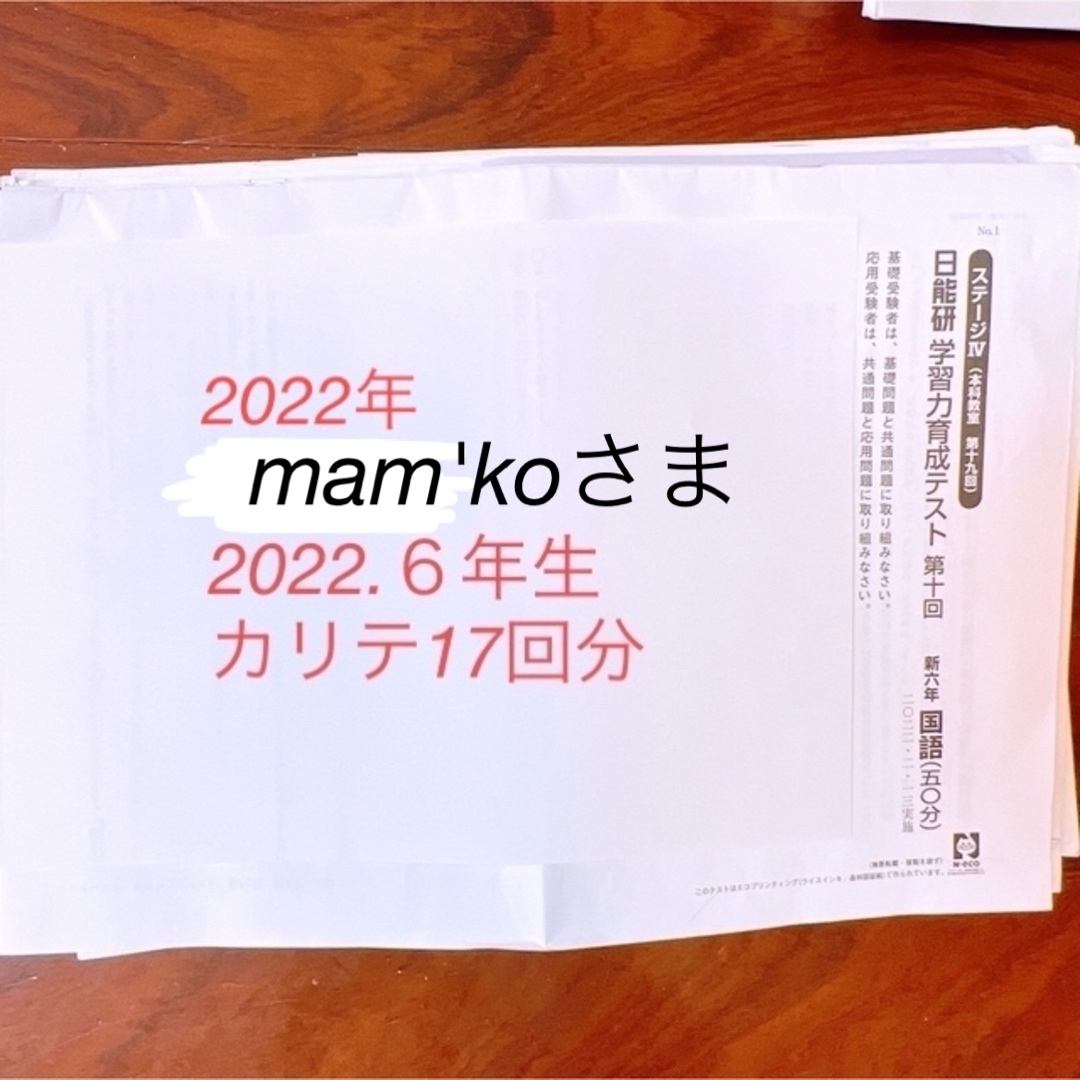 日能研6年　学習力育成テスト　カリテ　2022  4科目