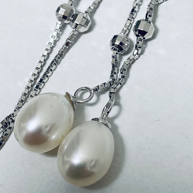 K18 WG 2粒のパール付き サークル ベネチアンネックレス | www.feber.com