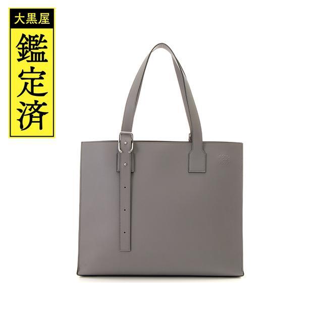 LOEWE ロエベ　バックルホリゾンタルトート　グレー　レザー【431】