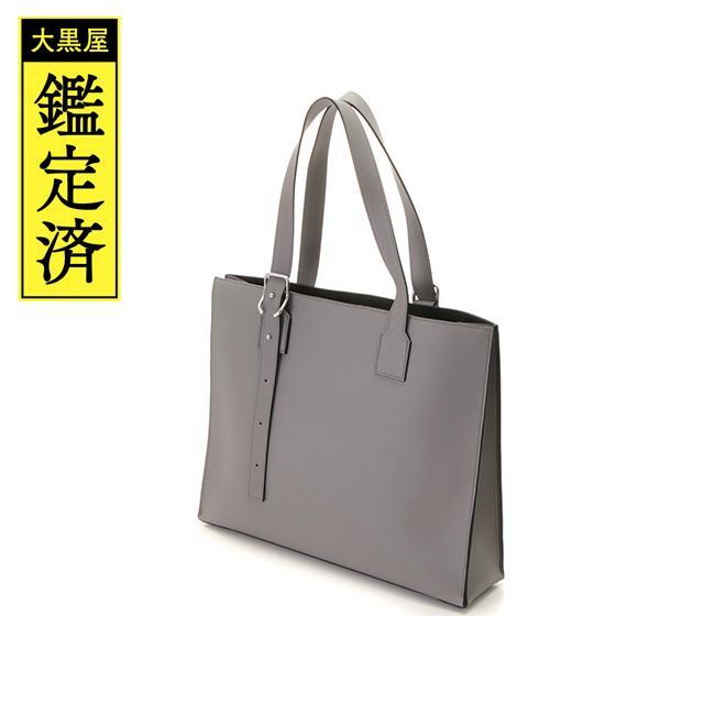 LOEWE ロエベ　バックルホリゾンタルトート　グレー　レザー【431】