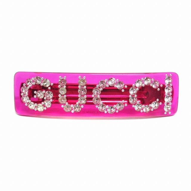 美品 グッチ GUCCI クリスタル ロゴ バレッタ ヘアアクセサリー△2