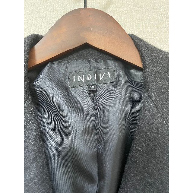 INDIVI(インディヴィ)のJ306★インディヴィ ジャケット アンゴラ混コート レディース38 グレー秋冬 レディースのジャケット/アウター(テーラードジャケット)の商品写真