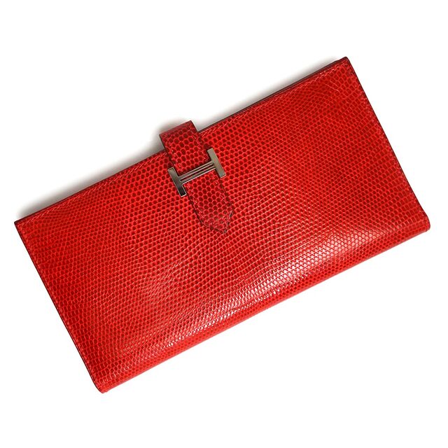 エルメス ベアン クラシック 二つ折り長財布 リザード エキゾチック