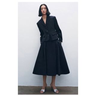 ザラ(ZARA)の2/23迄の出品　ZARA 完売　ウールブレンド パフ スカート ネイビー　(ひざ丈スカート)