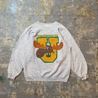 90s カレッジロゴスウェット USA製 グレー XL キャラクター(スウェット)