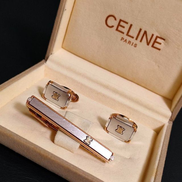 celine - 【美品】CELINE セリーヌ カフス・タイピンセット シルバー