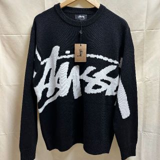 STUSSY - 新品 タグ付き STUSSY STOCK ビッグロゴ ニットセーター Lの