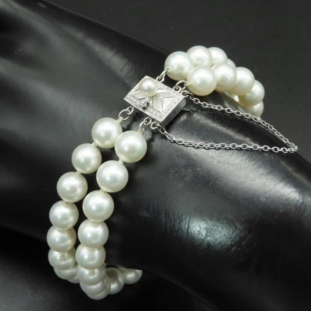 MIKIMOTO(ミキモト)の極希少 美品 ミキモト 2連 パール ホワイトゴールド ブレスレット AA173 レディースのアクセサリー(ブレスレット/バングル)の商品写真