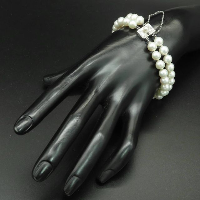 MIKIMOTO(ミキモト)の極希少 美品 ミキモト 2連 パール ホワイトゴールド ブレスレット AA173 レディースのアクセサリー(ブレスレット/バングル)の商品写真