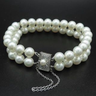 ミキモト(MIKIMOTO)の極希少 美品 ミキモト 2連 パール ホワイトゴールド ブレスレット AA173(ブレスレット/バングル)