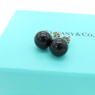 ティファニー(Tiffany & Co.)の極希少 美品 ティファニー 大粒 ブラック オニキス ボール ピアス AA176(ピアス)