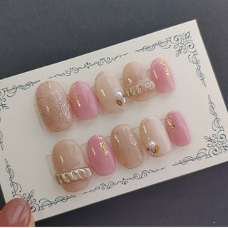 ネイルチップ 現品 お花ミラー×リング コスメ/美容のネイル(つけ爪/ネイルチップ)の商品写真