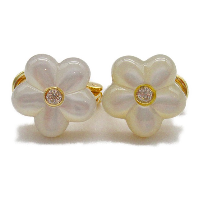輝い Van Cleef ピアス ピアス シェル/ダイヤ フラワー ヴァンクリーフ