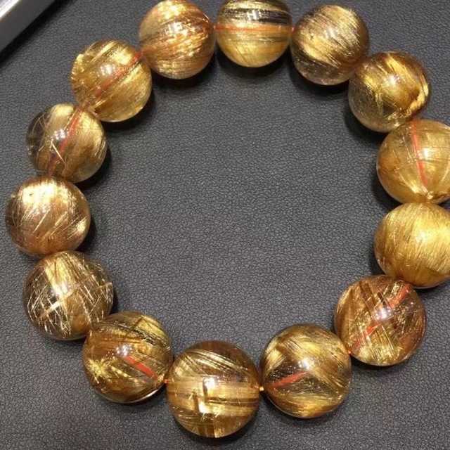 ⭐︎【天然】ゴールド ルチル クオーツ ブレスレット 16mm-