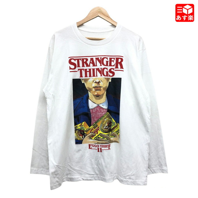 ストレンジャー・シングス STRANGER THINGS イレブン EGGO THIEF プリント ロンT 長袖 ロングスリーブ Tシャツ  サイズ：Men's XL位 ホワイト 新品 | フリマアプリ ラクマ