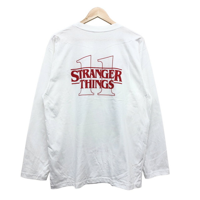 ストレンジャー・シングス STRANGER THINGS イレブン EGGO THIEF プリント ロンT 長袖 ロングスリーブ Tシャツ  サイズ：Men's XL位 ホワイト 新品