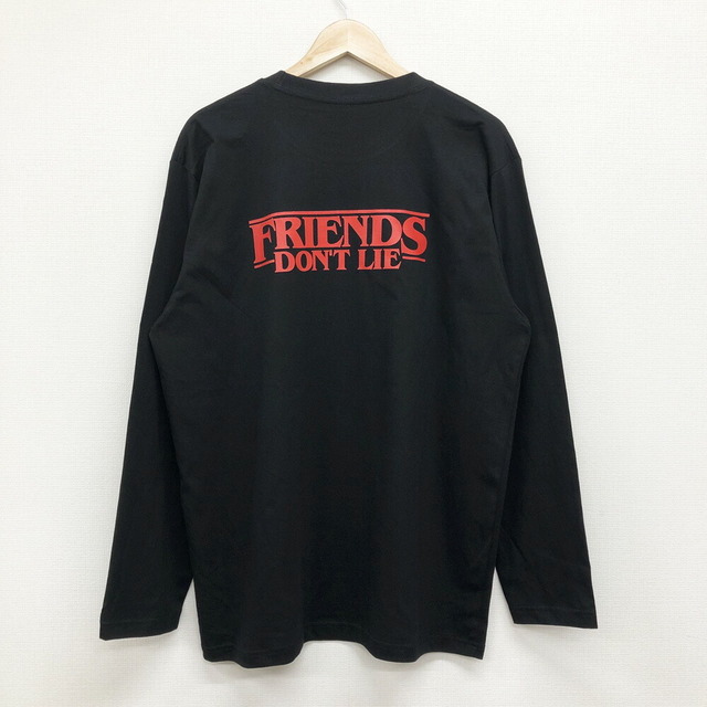 ストレンジャー・シングス STRANGER THINGS ""FRIENDS DON'T LIE"" プリント ロンT 長袖 ロングスリーブ Tシャツ サイズ：Men's XL位 ブラック 新品