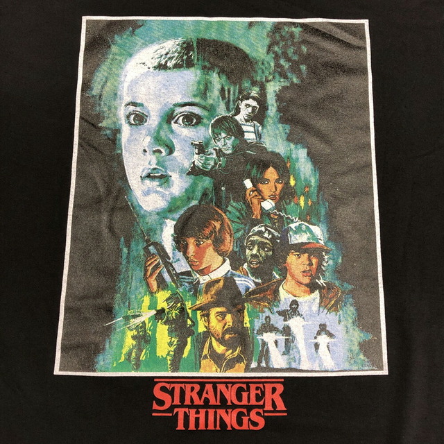 ストレンジャー・シングス STRANGER THINGS プリント ロンT 長袖 ロングスリーブ Tシャツ サイズ：Men's XL位 ブラック 新品