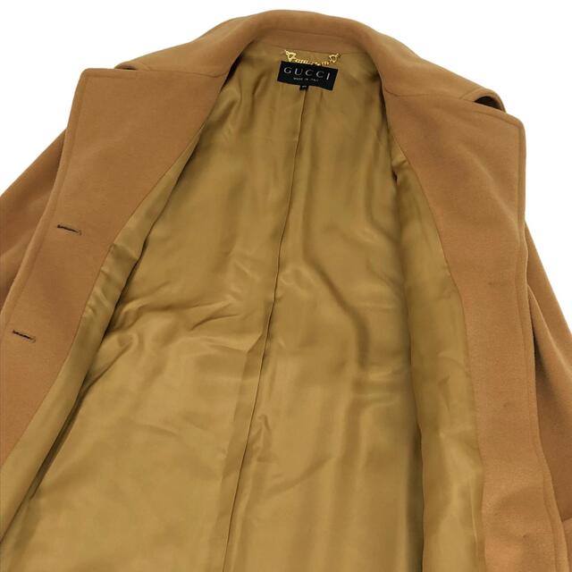 グッチ ロングコート カシミヤ混 ブラウン系 40 ゴールドボタン