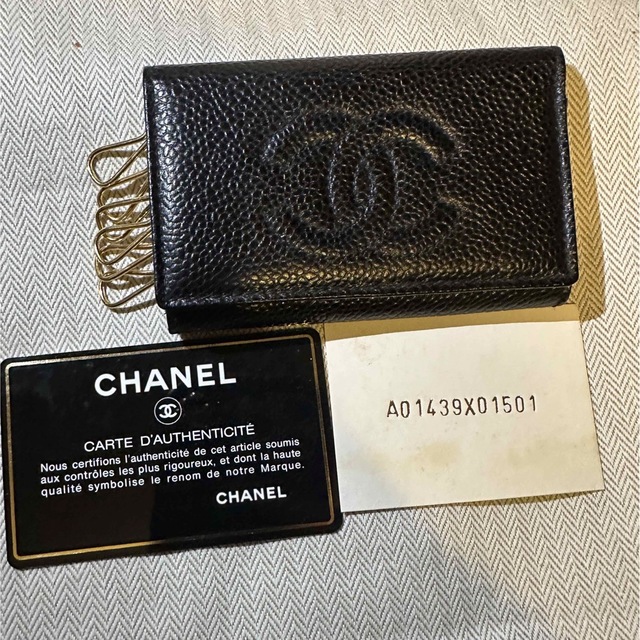 美品】 CHANEL シャネル キーケース デカココキャビアスキン ココ