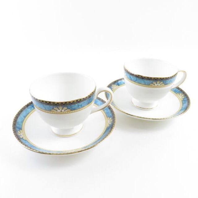 美品 WEDGWOOD ウェッジウッド カーゾン ティーカップ＆ソーサー 2客 ペア リー SC6153S