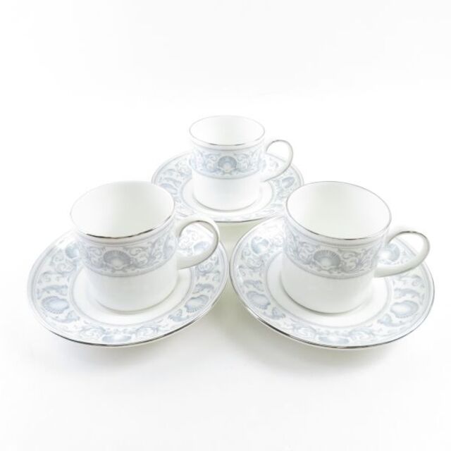 美品 WEDGWOOD ウェッジウッド ドルフィンホワイト コーヒーカップ＆ソーサー 3客 SC6166Rインテリア/住まい/日用品