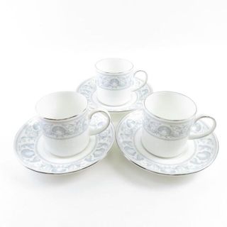 ウェッジウッド(WEDGWOOD)の美品 WEDGWOOD ウェッジウッド ドルフィンホワイト コーヒーカップ＆ソーサー 3客 SC6166R (グラス/カップ)