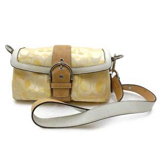 コーチ(COACH)のCOACH コーチ 1854 シグネチャー ショルダーバッグ イエロー ナイロン/レザー 斜めがけバッグ【中古】(ショルダーバッグ)